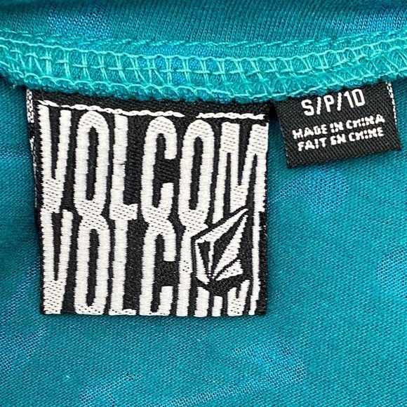 VOLCOM Teal Blue Cold Shoulder Graphic Blouse - Picture 8 of 11